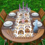 - ServisRunner-DuzRenkSet-Ryl58-Gorsel-1 - Realhomes Etnik Soyut Tasarımlı Dijital Baskılı 1 Adet Runner & 4 Adet Yeşil Renkli Amerikan Servis Realhomes