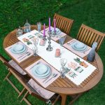 Kaktüs Motifli Dijital Baskılı Dekotarif 1 Adet Runner & 4 Adet Yeşil Renkli Amerikan Servis Realhomes