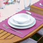 - ServisRunner-DuzRenkSet-Ryl61-Gorsel-2 - Realhomes  Pembe Flamingo Motifli Dijital Baskılı 1 Adet Runner & 4 Adet Yeşil Renkli Amerikan Servis Realhomes