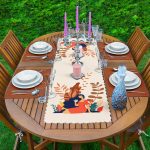 Tropik Yapraklar Kadın Figürlü Modern 1 Adet Runner & 4 Adet Yeşil Renkli Amerikan Servis Realhomes