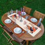 Tropik Yapraklar Kadın Figürlü Modern 1 Adet Runner & 4 Adet Yeşil Renkli Amerikan Servis Realhomes