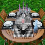 Kazayağı Zemin Geyik Tasarımlı Dekoratif 1 Adet Runner & 4 Adet Yeşil Renkli Amerikan Servis Realhomes