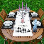 - ServisRunner-DuzRenkSet-Ryl67-Gorsel-1 - Realhomes  Christmas Temalı Ekose Çam Ağacı Motifli 1 Adet Runner & 4 Adet Yeşil Renkli Amerikan Servis Realhomes