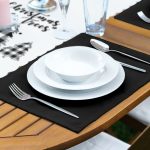 - ServisRunner-DuzRenkSet-Ryl67-Gorsel-2 - Realhomes  Christmas Temalı Ekose Çam Ağacı Motifli 1 Adet Runner & 4 Adet Yeşil Renkli Amerikan Servis Realhomes