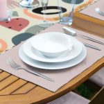 Onedraw Soyut Çizimli Dijital Baskılı 1 Adet Runner & 4 Adet Yeşil Renkli Amerikan Servis Realhomes