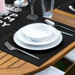 Siyah Beyaz Keep Calm And Carry On Baskılı 1 Adet Runner & 4 Adet Yeşil Renkli Amerikan Servis Realhomes