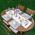 Onedraw Soyut Çizimli Dijital Baskılı 1 Adet Runner & 4 Adet Yeşil Renkli Amerikan Servis Realhomes