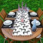 Zebra Tasarımlı Dijital Baskılı 1 Adet Runner & 4 Adet Yeşil Renkli Amerikan Servis Realhomes