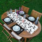 Zebra Tasarımlı Dijital Baskılı 1 Adet Runner & 4 Adet Yeşil Renkli Amerikan Servis Realhomes