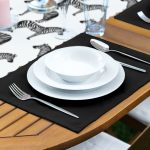 Zebra Tasarımlı Dijital Baskılı 1 Adet Runner & 4 Adet Yeşil Renkli Amerikan Servis Realhomes