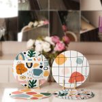 - RealHomes Dijital Baskılı Servis Altlığı - Supla - 4'lü - Realhomes Renkli Onedraw Dijital Baskılı Bohem Tasarımlı Yuvarlak Servis Altlığı & Supla Realhomes