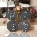 - RealHomes Dijital Baskılı Servis Altlığı - Supla - 4'lü - Realhomes Oneline Silüet Çizimli Dijital Baskılı Yuvarlak Servis Altlığı & Supla Realhomes