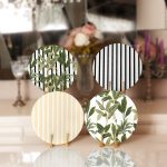 - RealHomes Dijital Baskılı Servis Altlığı - Supla - 4'lü - Realhomes Düz Çizgili Tropik Yapraklar Özel Tasarımlı Yuvarlak Servis Altlığı & Supla Realhomes