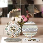 - RealHomes Dijital Baskılı Servis Altlığı - Supla - 4'lü - Realhomes  Etnik İskandinav Motifli Fil Tasarımlı Modern Yuvarlak Servis Altlığı & Supla Realhomes