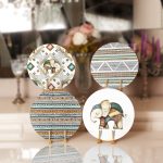 - RealHomes Dijital Baskılı Servis Altlığı - Supla - 4'lü - Realhomes  Etnik İskandinav Motifli Fil Tasarımlı Modern Yuvarlak Servis Altlığı & Supla Realhomes