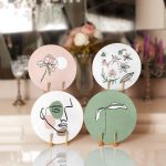 Onedraw Çiçek Tasarımlı Silüet Motifli Dekoratif Yuvarlak Servis Altlığı & Supla Realhomes