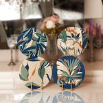 - RealHomes Dijital Baskılı Servis Altlığı - Supla - 4'lü - Realhomes Suluboya Temalı Tropik Yaprak Tasarımlı Dijital Baskılı Yuvarlak Servis Altlığı & Supla Realhomes