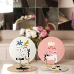 - RealHomes Dijital Baskılı Servis Altlığı - Supla - 4'lü - Realhomes Onedraw Temalı Renkli Şekiller Özel Tasarım Yuvarlak Servis Altlığı & Supla Realhomes