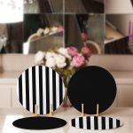 Siyah Beyaz Çizgili Düz Siyah Özel Tasarımlı Modern Yuvarlak Servis Altlığı & Supla Realhomes