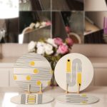 - RealHomes Dijital Baskılı Servis Altlığı - Supla - 4'lü - Realhomes Krem Zeminli Çizgili Özel Tasarımlı Dijital Baskılı Yuvarlak Servis Altlığı & Supla Realhomes