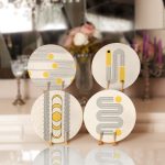 - RealHomes Dijital Baskılı Servis Altlığı - Supla - 4'lü - Realhomes Krem Zeminli Çizgili Özel Tasarımlı Dijital Baskılı Yuvarlak Servis Altlığı & Supla Realhomes