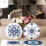 - RealHomes Dijital Baskılı Servis Altlığı - Supla - 4'lü - Realhomes Mavi Çini Motifli Dijital Baskılı Dekoratif Yuvarlak Servis Altlığı & Supla Realhomes