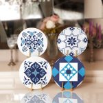 - RealHomes Dijital Baskılı Servis Altlığı - Supla - 4'lü - Realhomes Mavi Çini Motifli Dijital Baskılı Dekoratif Yuvarlak Servis Altlığı & Supla Realhomes