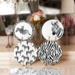Siyah Beyaz Zebra Temalı Özel Tasarım Dijital Baskılı Modern Yuvarlak Servis Altlığı & Supla Realhomes