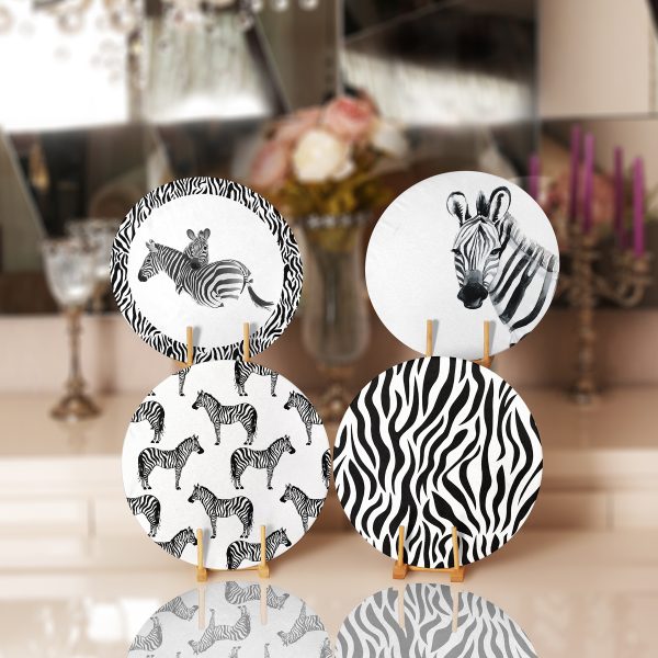 - RealHomes Dijital Baskılı Servis Altlığı - Supla - 4'lü - Realhomes  6'lı Renkli Ogea Motifli Gold Detaylı Dijital Baskılı Yuvarlak Servis Altlığı & Supla Realhomes