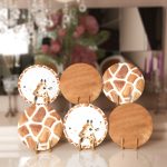 6'lı Kahverengi Zürafa Özel Tasarımlı Dijital Baskılı Yuvarlak Servis Altlığı & Supla Realhomes