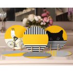 - RealHomes Dijital Baskılı Servis Altlığı - Supla - 6'lı - Realhomes 6'lı Hardal Bisikletli Kedili Motifli Dekoratif Yuvarlak Servis Altlığı & Supla Realhomes