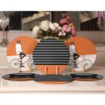 - RealHomes Dijital Baskılı Servis Altlığı - Supla - 6'lı - Realhomes 6'lı Kiremit Renkli Bisikletli Adam Çizgili Tasarımlı Yuvarlak Servis Altlığı & Supla Realhomes