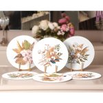 - RealHomes Dijital Baskılı Servis Altlığı - Supla - 6'lı - Realhomes  6'lı Sonbahar Temalı Kurumuş Yapraklar Özel Tasarımlı Yuvarlak Servis Altlığı & Supla Realhomes