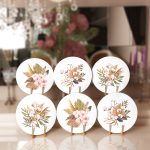 - RealHomes Dijital Baskılı Servis Altlığı - Supla - 6'lı - Realhomes  6'lı Sonbahar Temalı Kurumuş Yapraklar Özel Tasarımlı Yuvarlak Servis Altlığı & Supla Realhomes