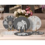 - RealHomes Dijital Baskılı Servis Altlığı - Supla - 6'lı - Realhomes  6'lı Etnik Motifli Fil Tasarımlı Dijital Baskılı Yuvarlak Servis Altlığı & Supla Realhomes