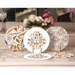 - RealHomes Dijital Baskılı Servis Altlığı - Supla - 6'lı - Realhomes 6'lı Renkli Etnik Motifli Dijital Baskılı Özel Tasarımlı Yuvarlak Servis Altlığı & Supla Realhomes