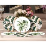 - RealHomes Dijital Baskılı Servis Altlığı - Supla - 6'lı - Realhomes  6'lı Yeşil Tropik Yaprak Özel Tasarımlı Dijital Baskılı Yuvarlak Servis Altlığı & Supla Realhomes