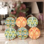 - RealHomes Dijital Baskılı Servis Altlığı - Supla - 6'lı - Realhomes  6'lı Turuncu Yeşil Renkli Suluboya Tasarımlı Dekoratif Yuvarlak Servis Altlığı & Supla Realhomes