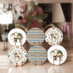 - RealHomes Dijital Baskılı Servis Altlığı - Supla - 6'lı - Realhomes  6'lı Etnik İskandinav Motifli Fil Tasarımlı Modern Yuvarlak Servis Altlığı & Supla Realhomes