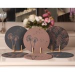 - RealHomes Dijital Baskılı Servis Altlığı - Supla - 6'lı - Realhomes  6'lı Koyu Temalı Tropik Yaprak Karahindiba Tasarımlı Yuvarlak Servis Altlığı & Supla Realhomes