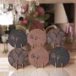 - RealHomes Dijital Baskılı Servis Altlığı - Supla - 6'lı - Realhomes  6'lı Koyu Temalı Tropik Yaprak Karahindiba Tasarımlı Yuvarlak Servis Altlığı & Supla Realhomes