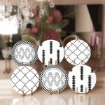 - RealHomes Dijital Baskılı Servis Altlığı - Supla - 6'lı - Realhomes 6'lı Siyah Beyaz Geometrik Çizgili Dekoratif Yuvarlak Servis Altlığı & Supla Realhomes