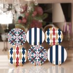 - RealHomes Dijital Baskılı Servis Altlığı - Supla - 6'lı - Realhomes  6'lı Lacivert Renkli Sanatsal Motifli Dijital Baskılı Yuvarlak Servis Altlığı & Supla Realhomes