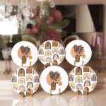 - RealHomes Dijital Baskılı Servis Altlığı - Supla - 6'lı - Realhomes  6'lı Etnik Motifli Onedraw Temalı Saksılı Tropik Yapraklar Yuvarlak Servis Altlığı & Supla Realhomes