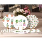 - RealHomes Dijital Baskılı Servis Altlığı - Supla - 6'lı - Realhomes 6'lı Minimal Kaktüsler Özel Tasarım Modern Yuvarlak Servis Altlığı & Supla Realhomes