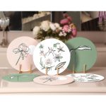 - RealHomes Dijital Baskılı Servis Altlığı - Supla - 6'lı - Realhomes 6'lı Onedraw Çiçek Tasarımlı Silüet Motifli Dekoratif Yuvarlak Servis Altlığı & Supla Realhomes