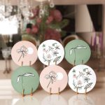 - RealHomes Dijital Baskılı Servis Altlığı - Supla - 6'lı - Realhomes 6'lı Onedraw Çiçek Tasarımlı Silüet Motifli Dekoratif Yuvarlak Servis Altlığı & Supla Realhomes