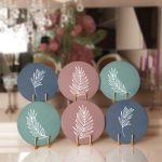 - RealHomes Dijital Baskılı Servis Altlığı - Supla - 6'lı - Realhomes 6'lı Renkli Zeminler Tropik Yaprak Figürlü Özel Tasarım Yuvarlak Servis Altlığı & Supla Realhomes