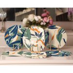 - RealHomes Dijital Baskılı Servis Altlığı - Supla - 6'lı - Realhomes 6'lı Suluboya Temalı Tropik Yaprak Tasarımlı Dijital Baskılı Yuvarlak Servis Altlığı & Supla Realhomes