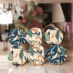 - RealHomes Dijital Baskılı Servis Altlığı - Supla - 6'lı - Realhomes 6'lı Suluboya Temalı Tropik Yaprak Tasarımlı Dijital Baskılı Yuvarlak Servis Altlığı & Supla Realhomes